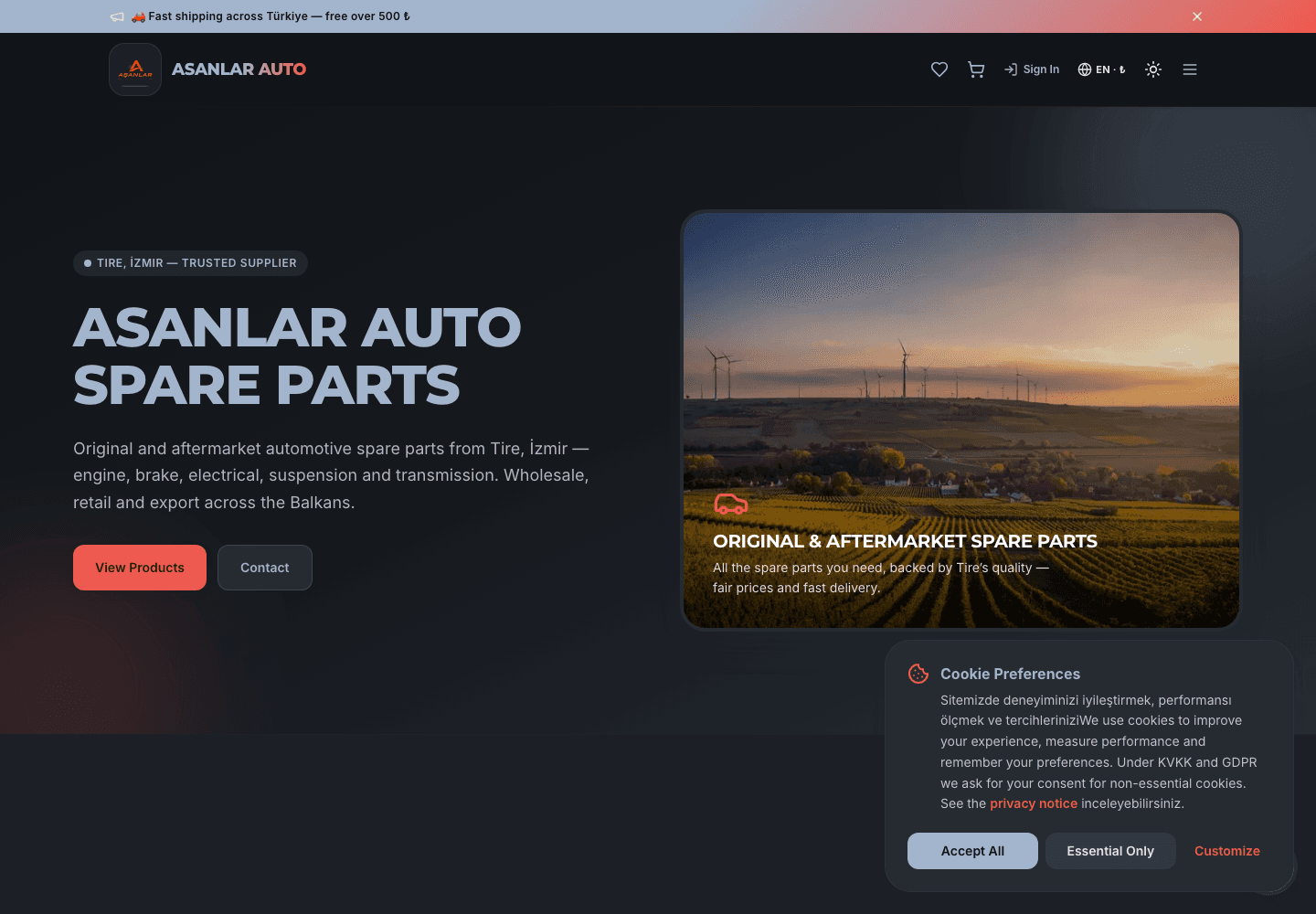 Asanlar Auto Spare Parts project preview