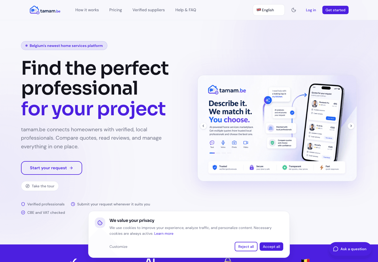 Tamam.be project preview